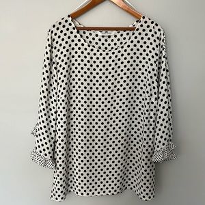 Rose + Olive Creamy White Blouse with Black Dots.